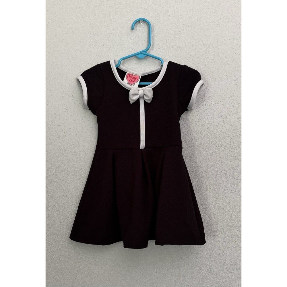 Vintage Forever Girl Made In USA Black Dress 3T Short Sleeve Bow